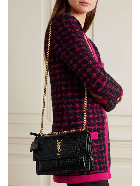 ysl croc bag small|SAINT LAURENT Sunset small croc.